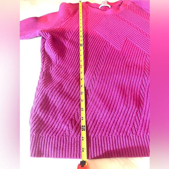 Allison Daley Plus 3X Fuchsia Ribbed Textured Knit Pullover Sweater - Picture 5 of 5